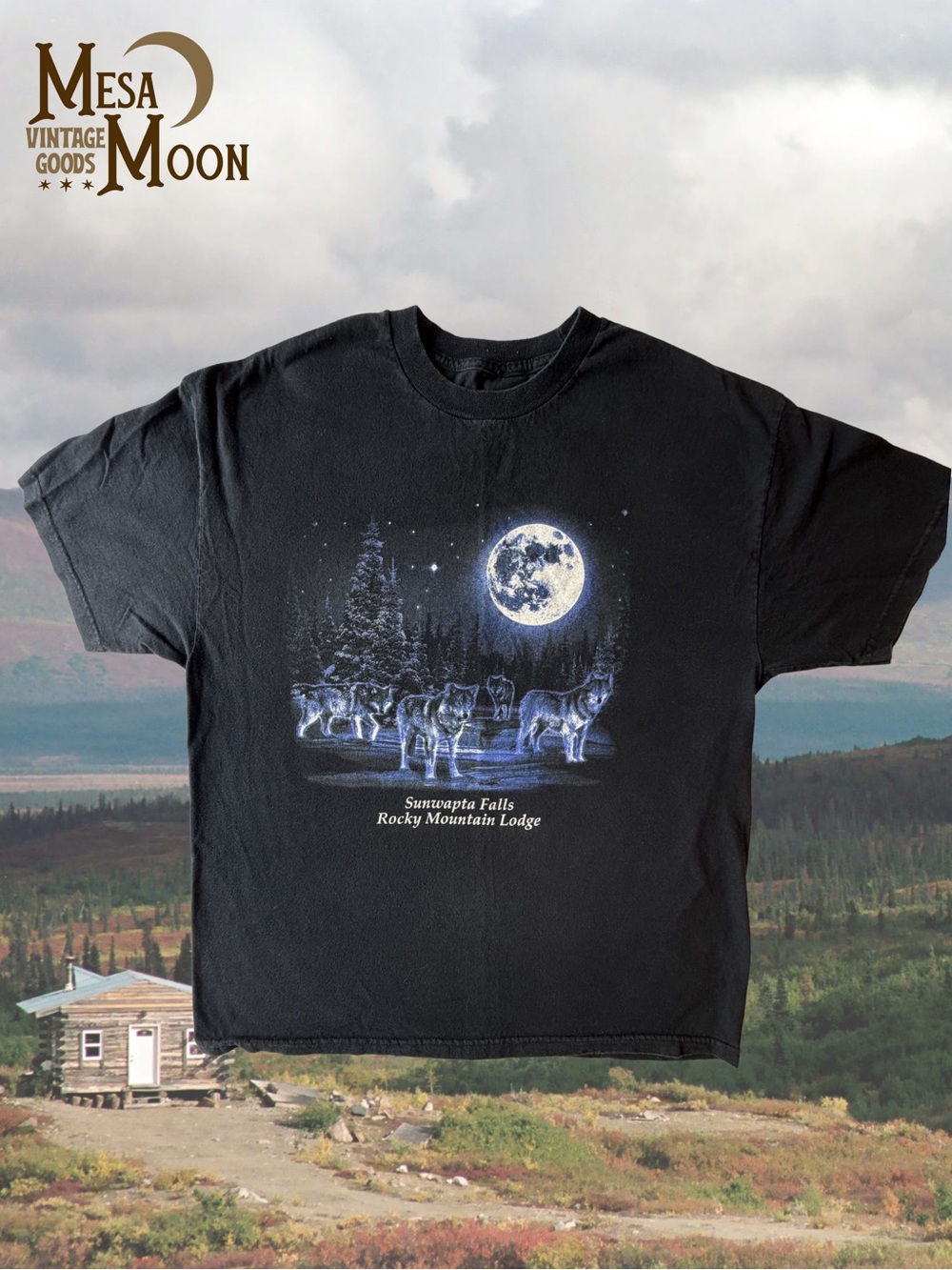 Vintage Sunwapta Falls Wolf Moon Graphic T-Shirt